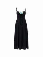 Black Corset A-Line Midi Dress