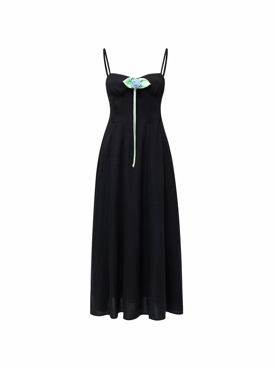 Black Corset A-Line Midi Dress
