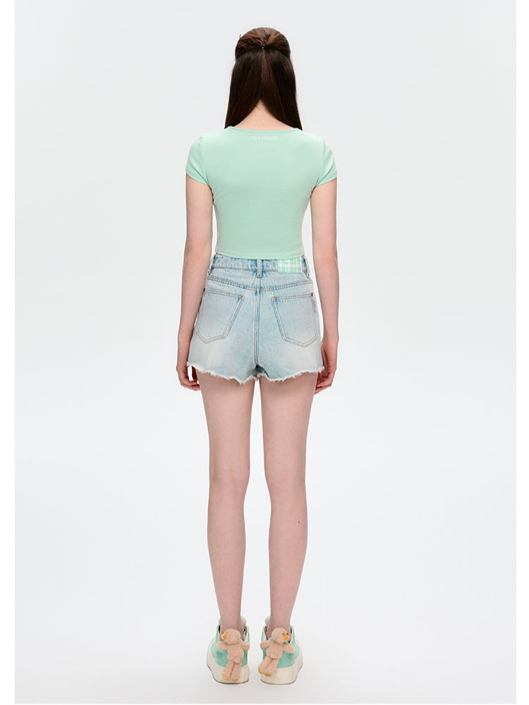 Rhinestone-like Slim Sweet-Spicy Cotton T-shirt