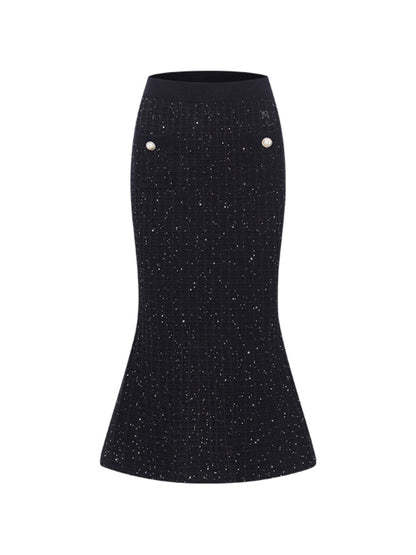 V-Neck Waist-Cinching Mermaid Cardigan &amp; Skirt Set