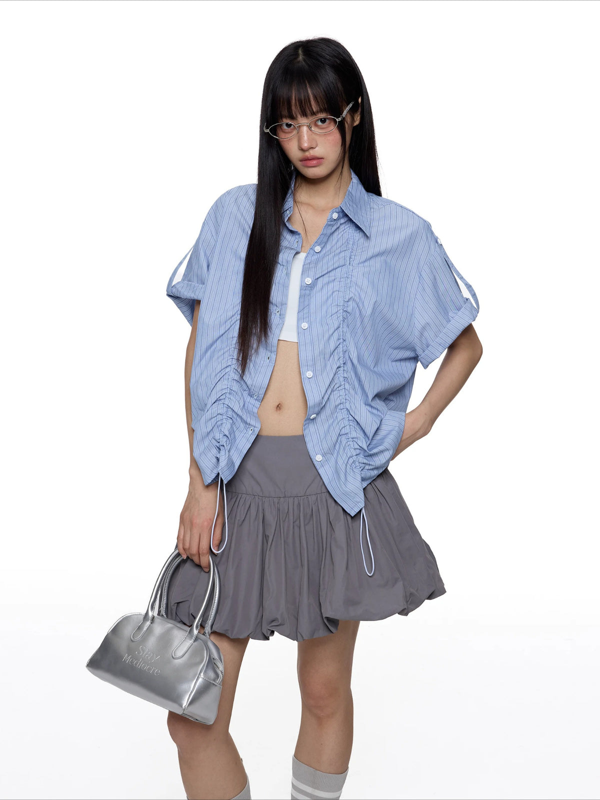 Stripe Drawstring Shirt