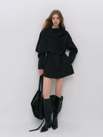 Modern Cape Scarf Wool Coat