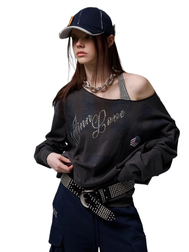 Retro Letter Print Sweatshirt