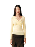 Yellow Cross Twist Knit Top