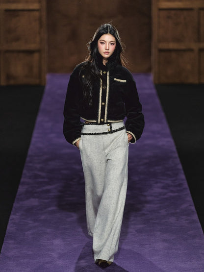 Wide-Waist Tailored Trousers