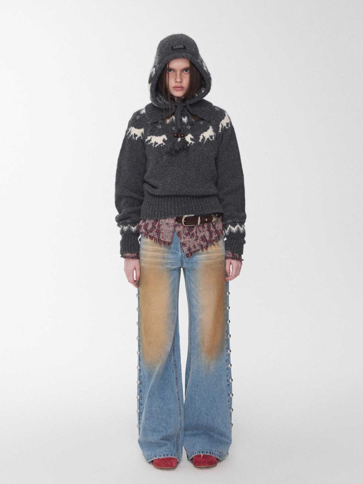 Fair Isle Pony Jacquard Chunky Knit Sweater