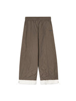 Raw-Hem Patchwork Wide-Leg Pants