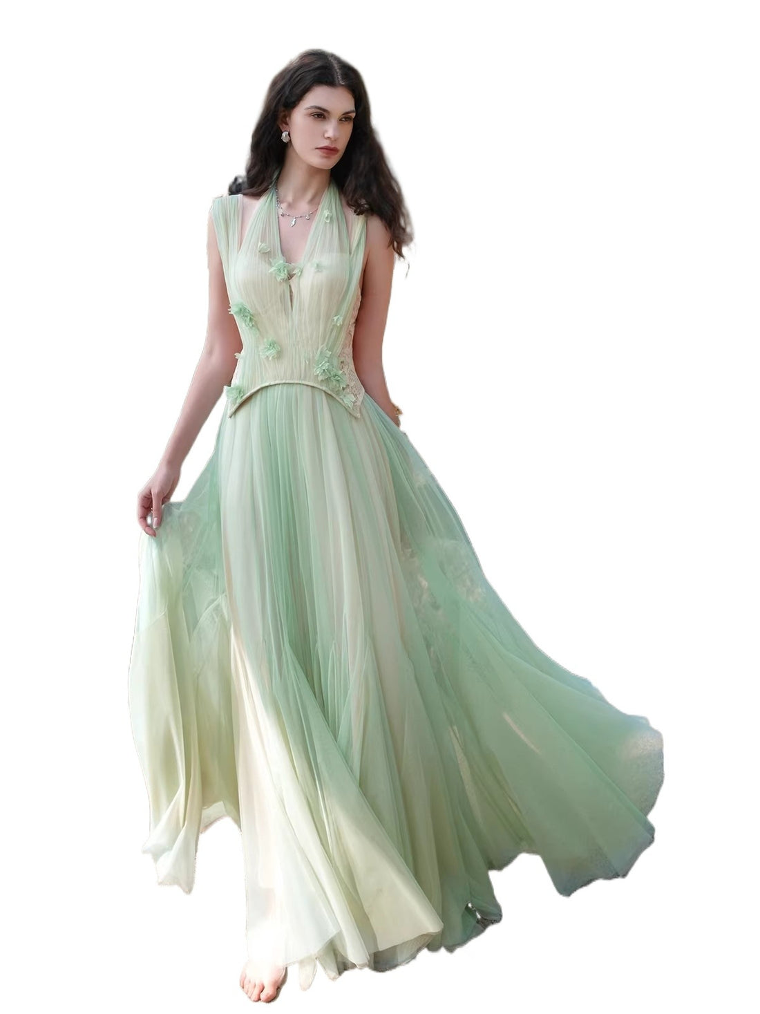 Tidal Lace Halter Dress