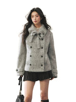 Vintage Double Breasted Bow Collar Coat
