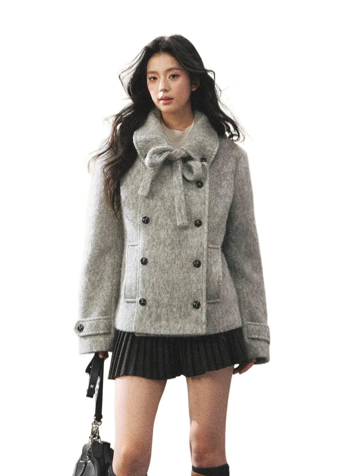 Vintage Double Breasted Bow Collar Coat