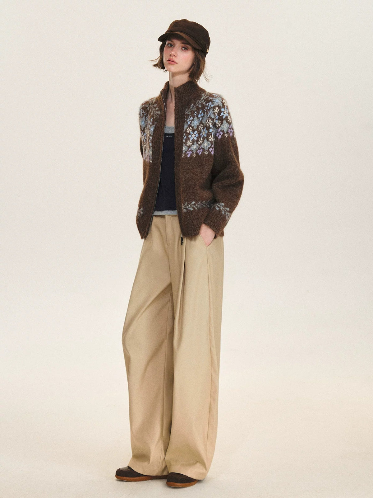 Vintage Fair Isle Zip Cardigan