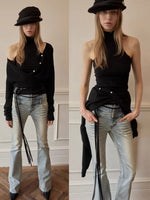 Washed High Waist Flare Jeans