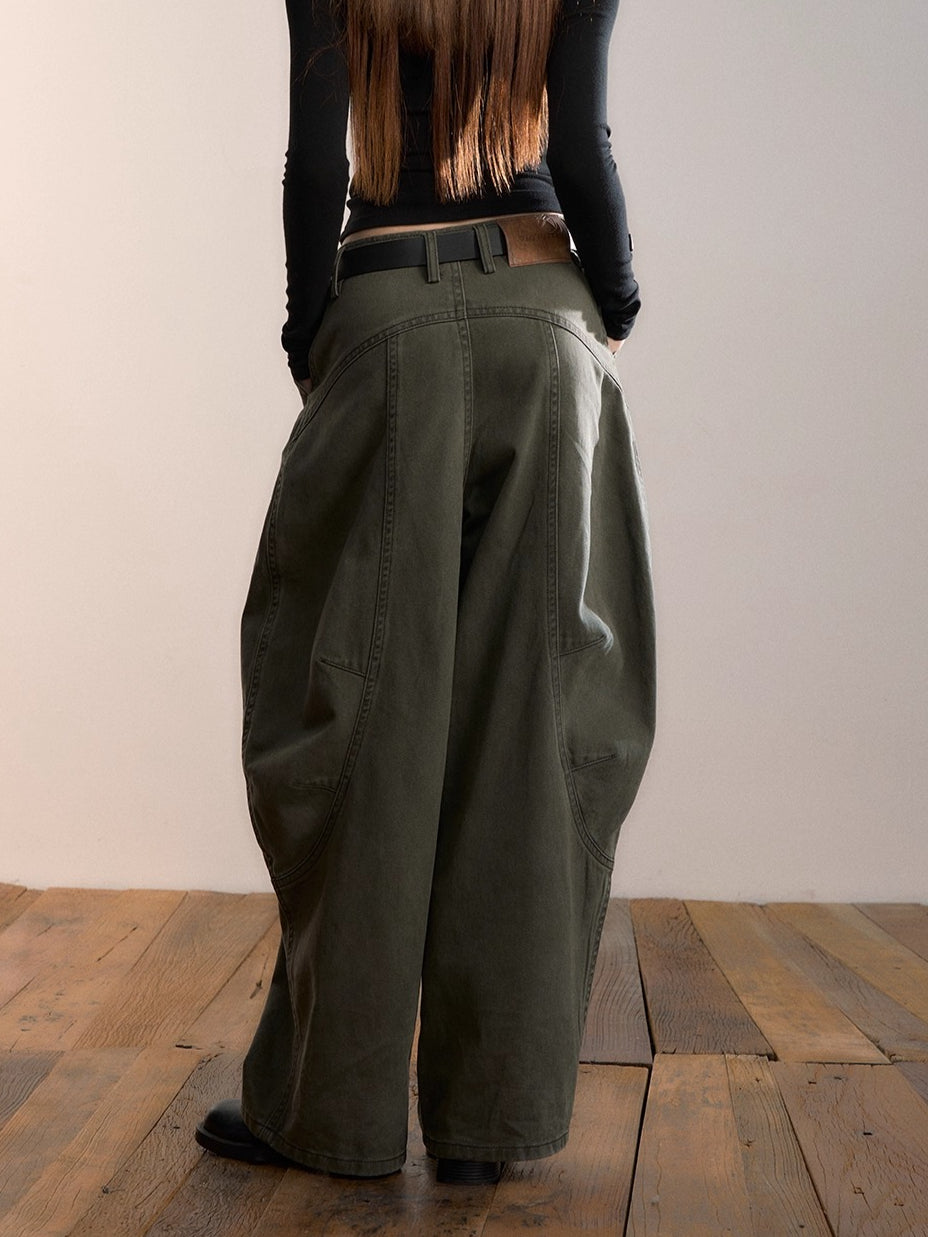 Army Green Wide-Leg Pants