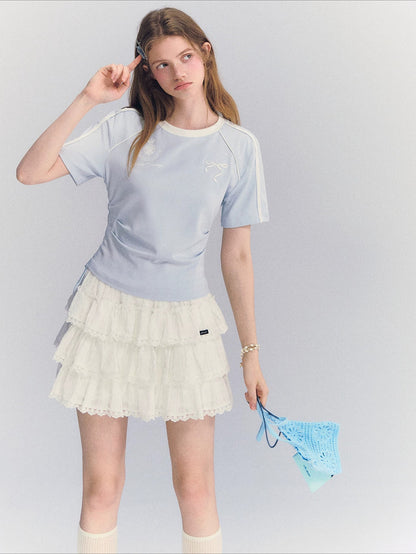 Lace Tiered Mini Skirt