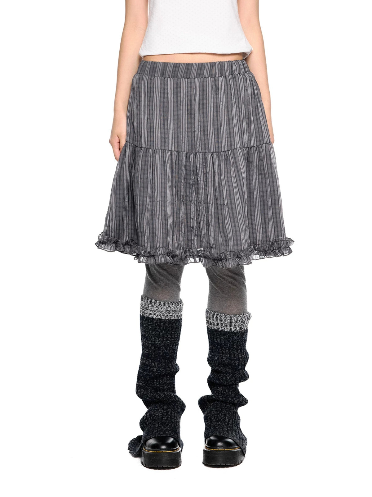 Plaid Bubble Chiffon Skirt