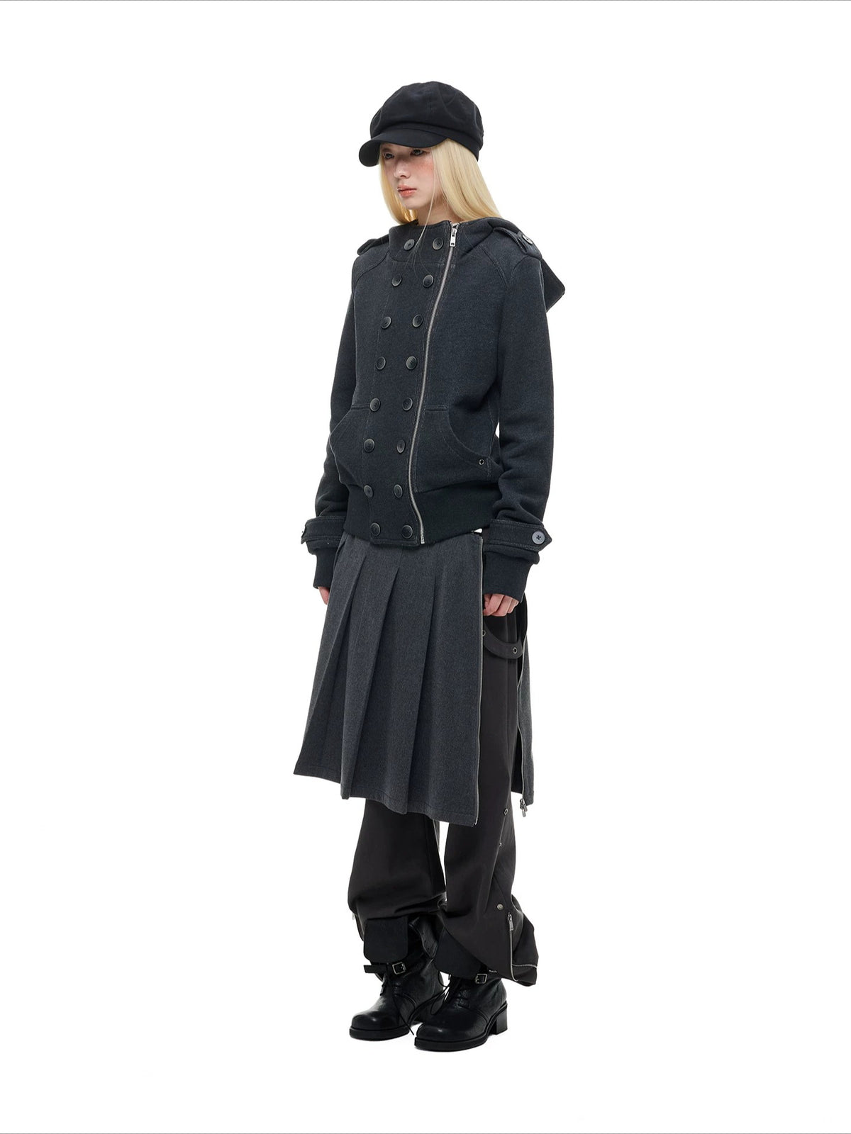 Double-Breasted Utility Cropped Jacket