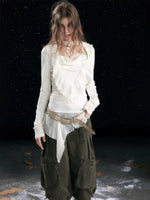 Sweet Ruffle Asymmetric Tencel Top