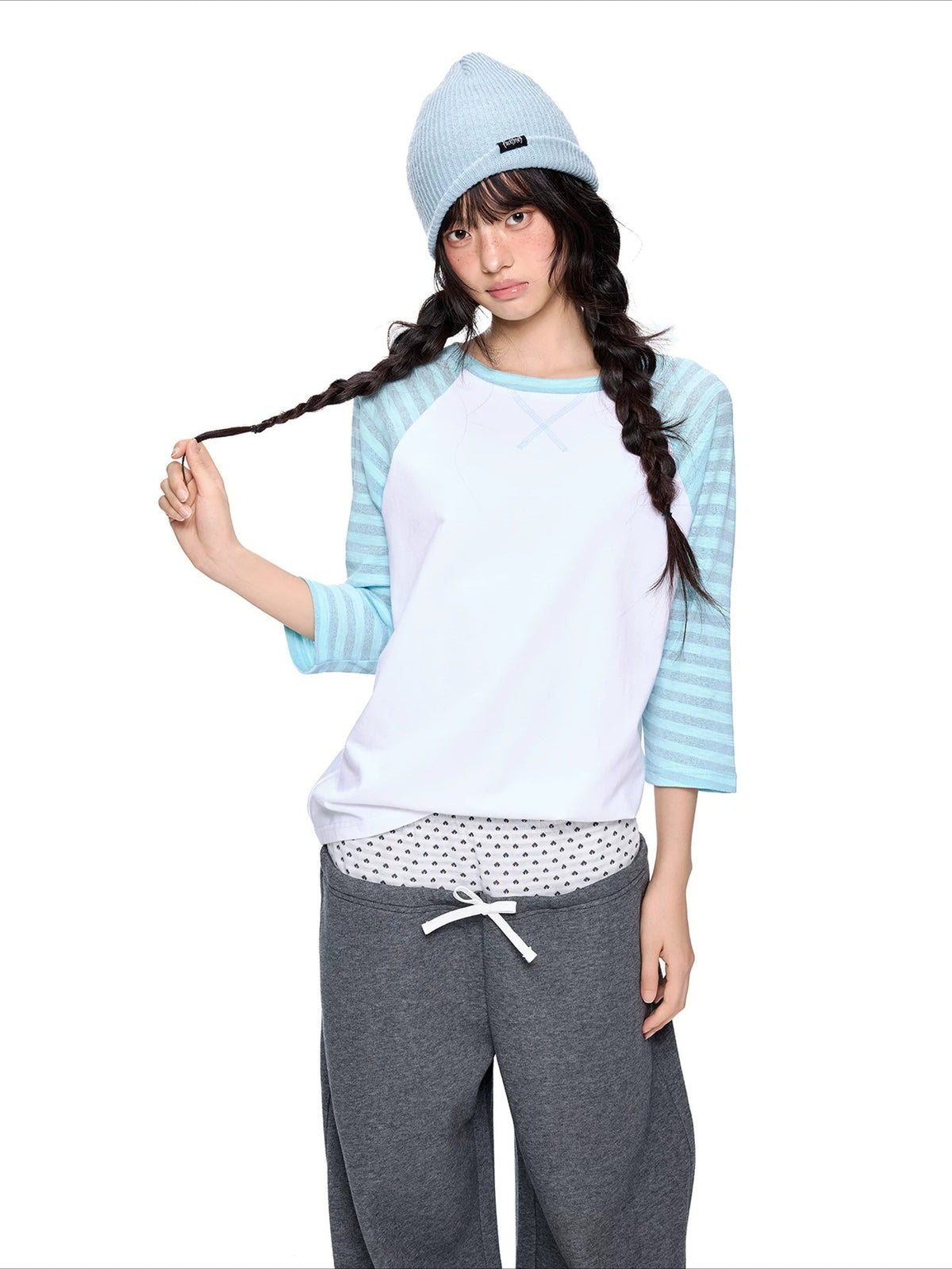 Contrast Stripe Dot Tee