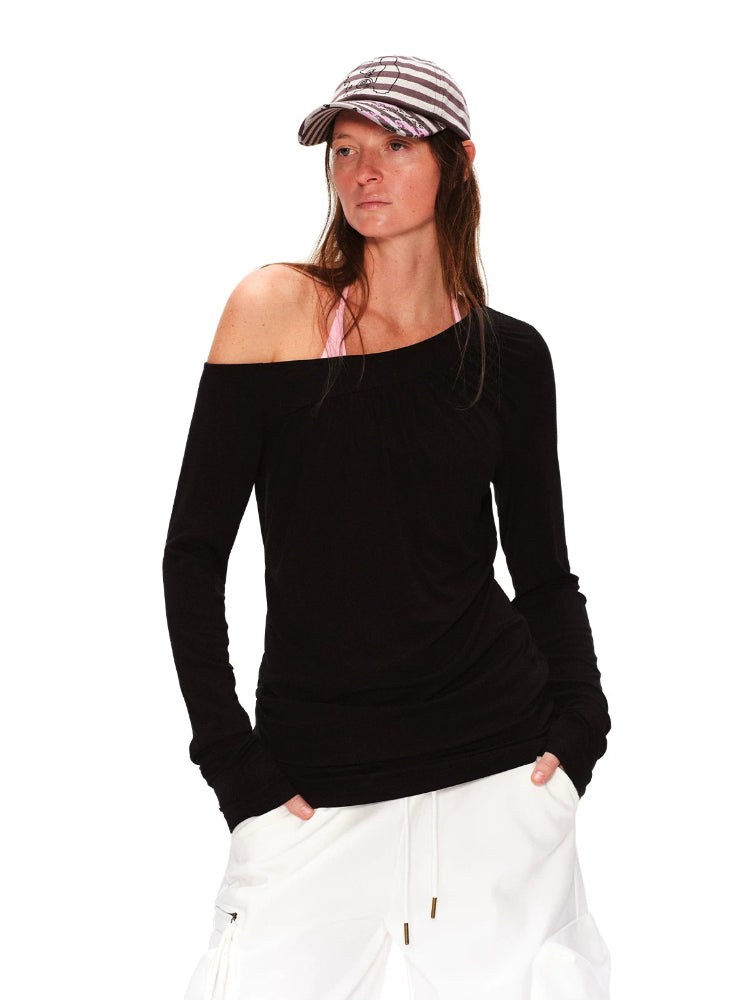 Asymmetrical Draped Lyocell Tee