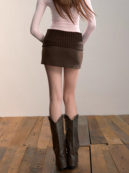 Knit Waist Pocket Mini Skirt