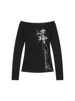 Gothic Off-Shoulder Printed Top