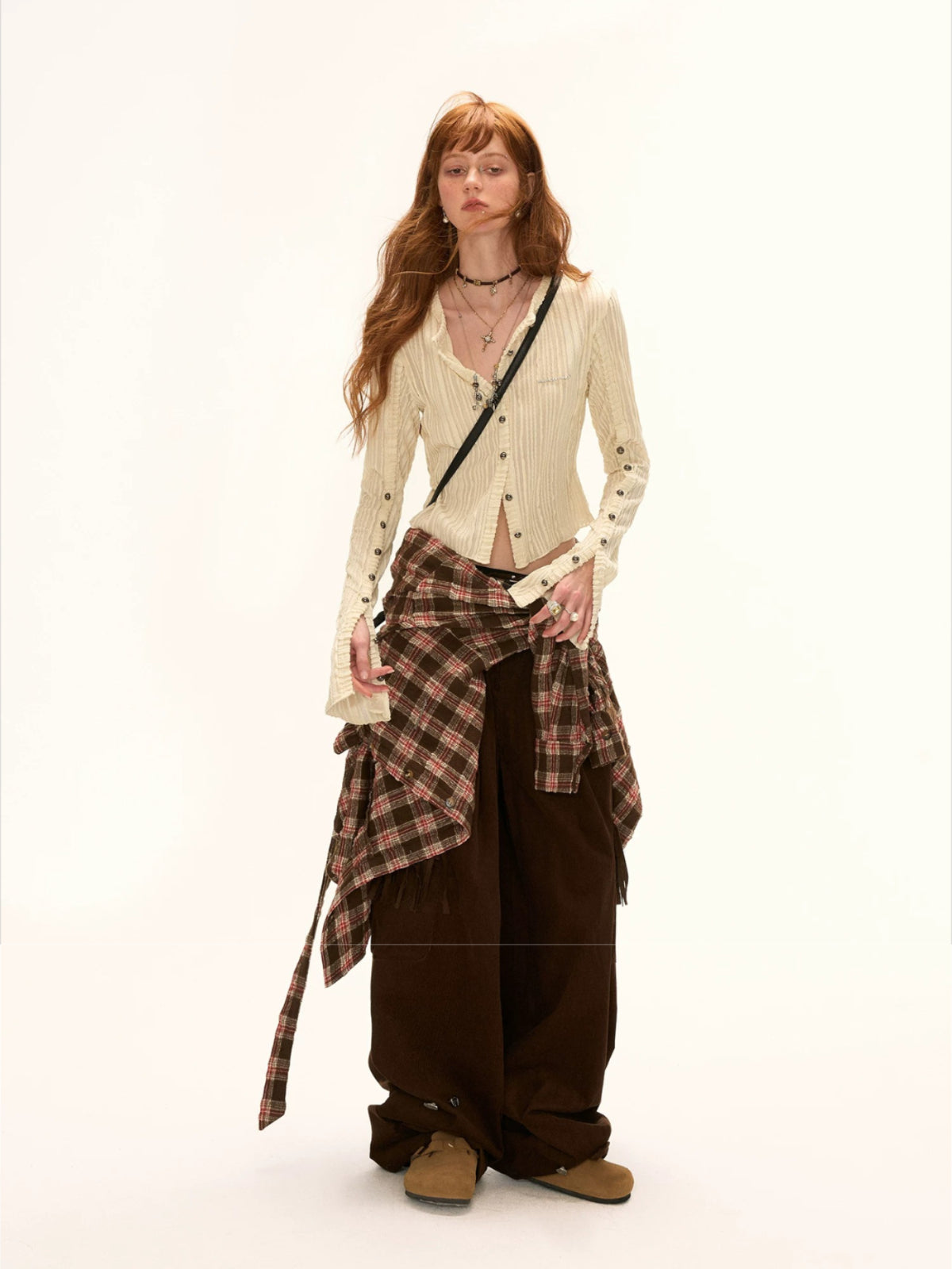 Fringed Corduroy Straight-Leg Pants
