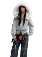Faux Fur Lined Zipper Fur Collar Jacket