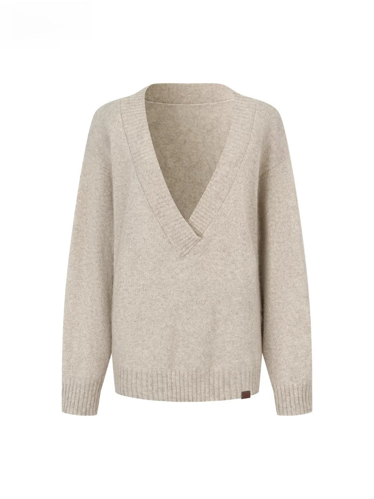 V-Neck Ribbed Knit Sweater