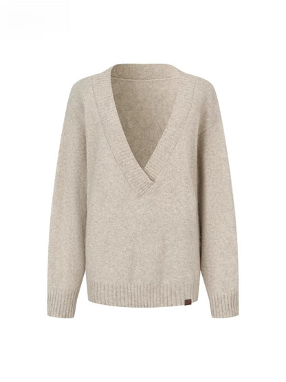 V-Neck Ribbed Knit Sweater