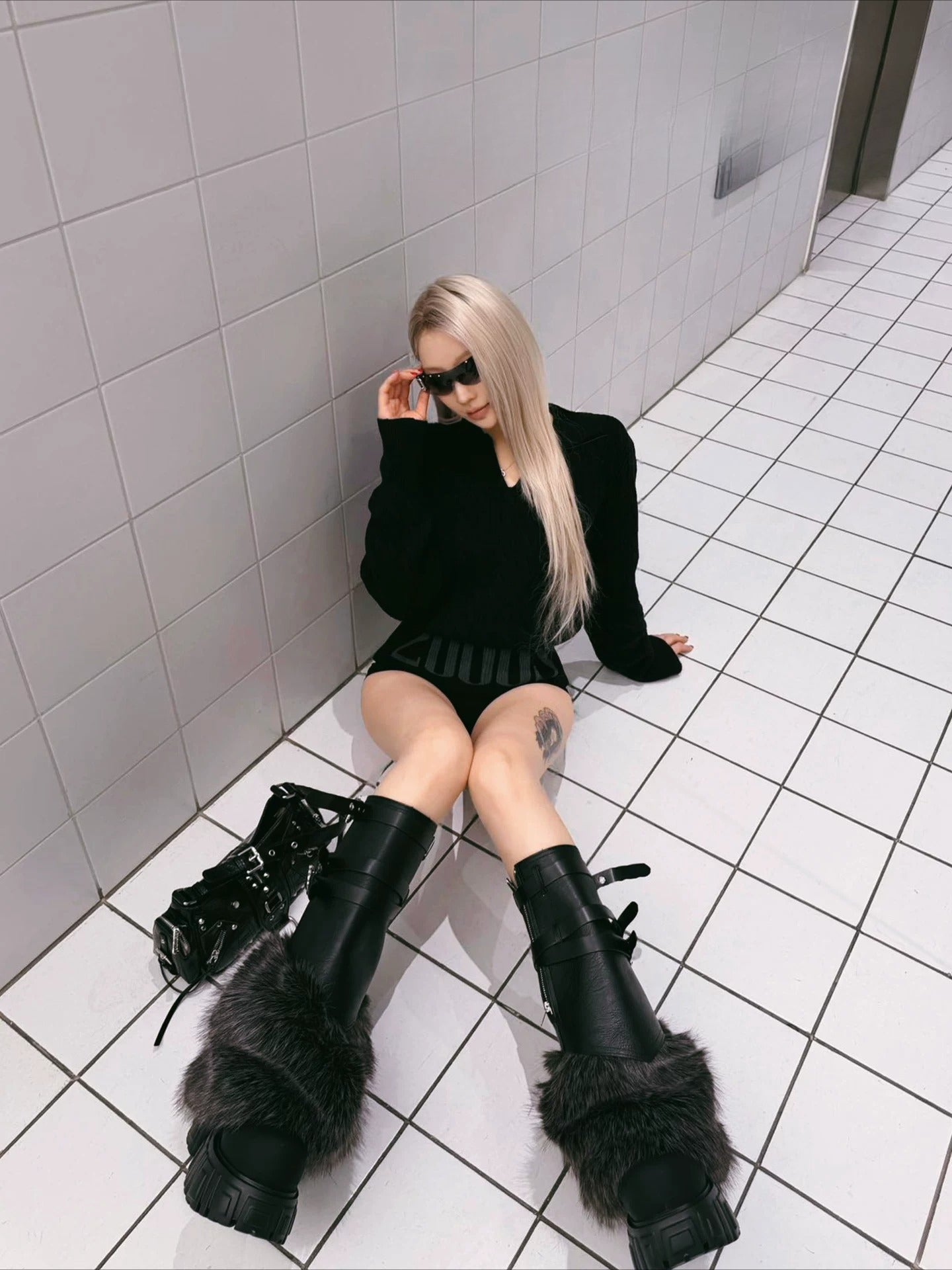 Black Platform Combat Boots