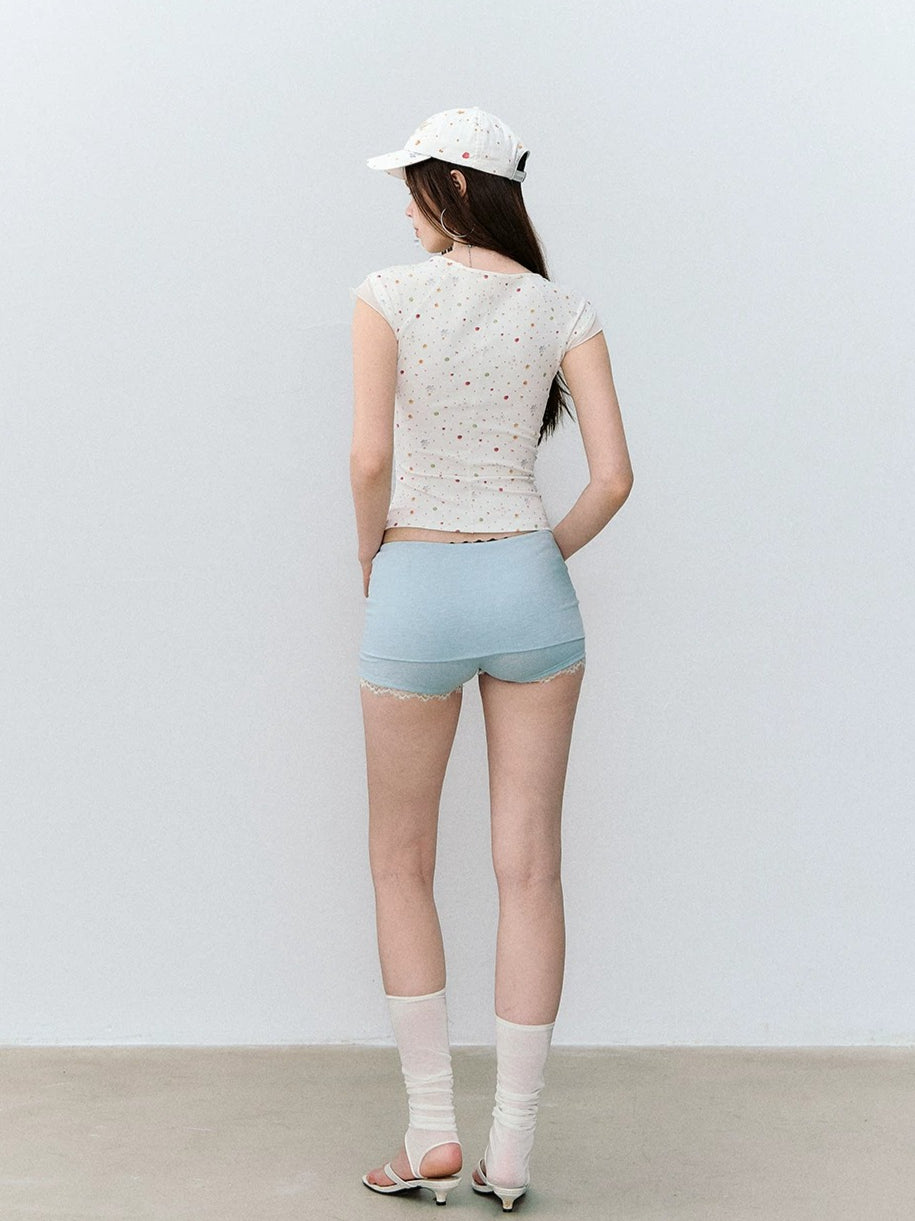 Mesh Panel V-Neck T-shirt