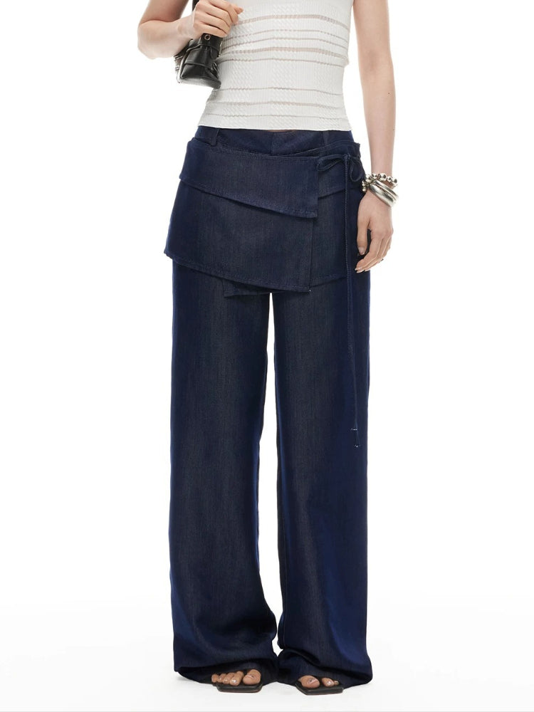 Detachable Skirt Denim Pants