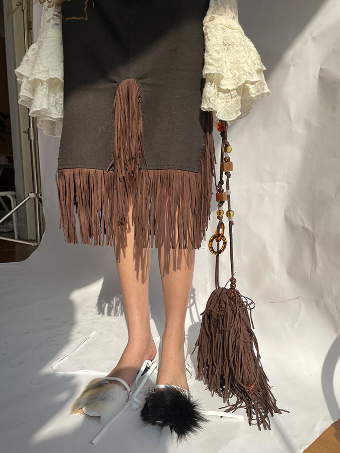 Fringe Bead Crossbody Shoulder Bag