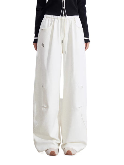 Curved Drape Wide-Leg Pants
