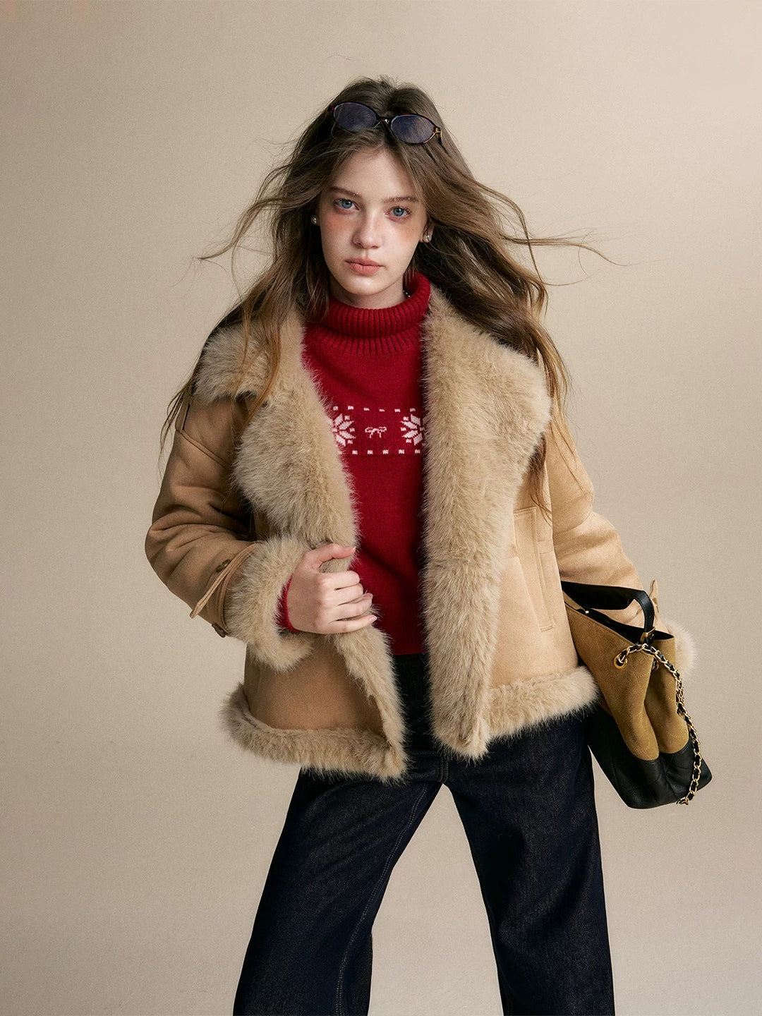 Faux Shearling Suede Jacket