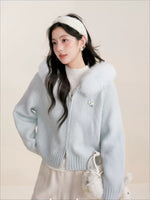 Fur Collar Knit Cardigan