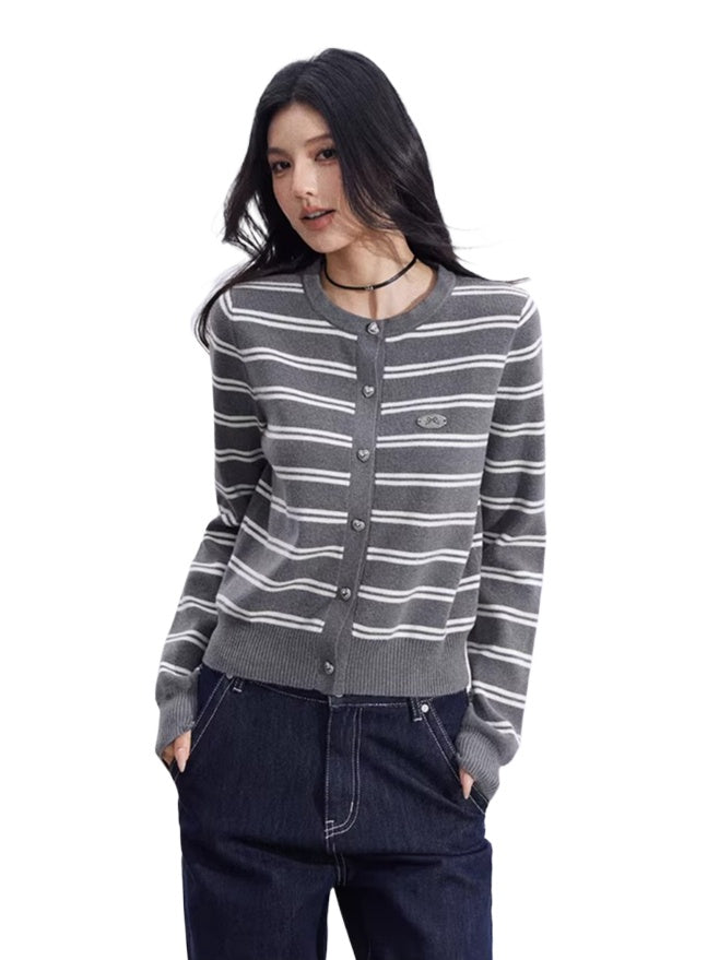 Striped Knit Cardigan Set