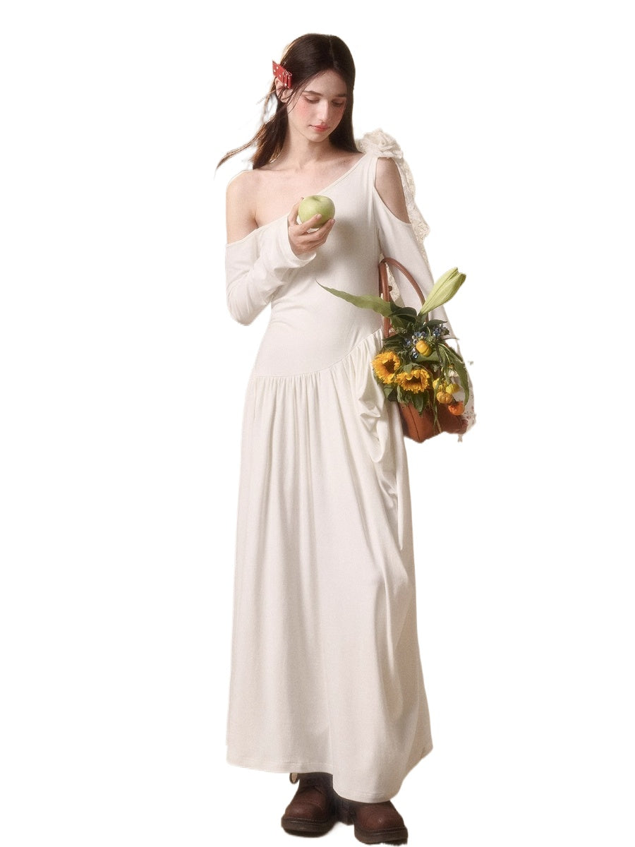 Hot Milk Off-Shoulder Knit Maxi Dress