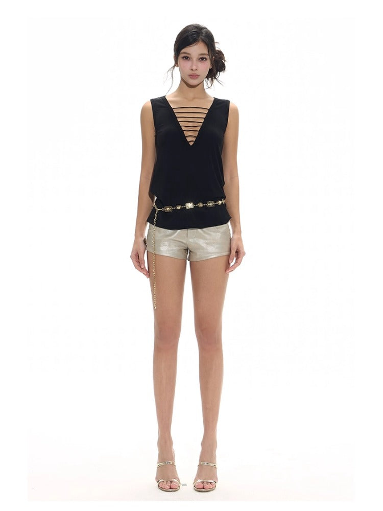 Deep V-neck Cutout Tank Top