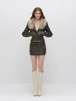 Vintage Bow PU Leather Skirt