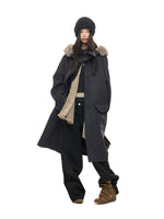 Hooded Wool Blend Long Coat