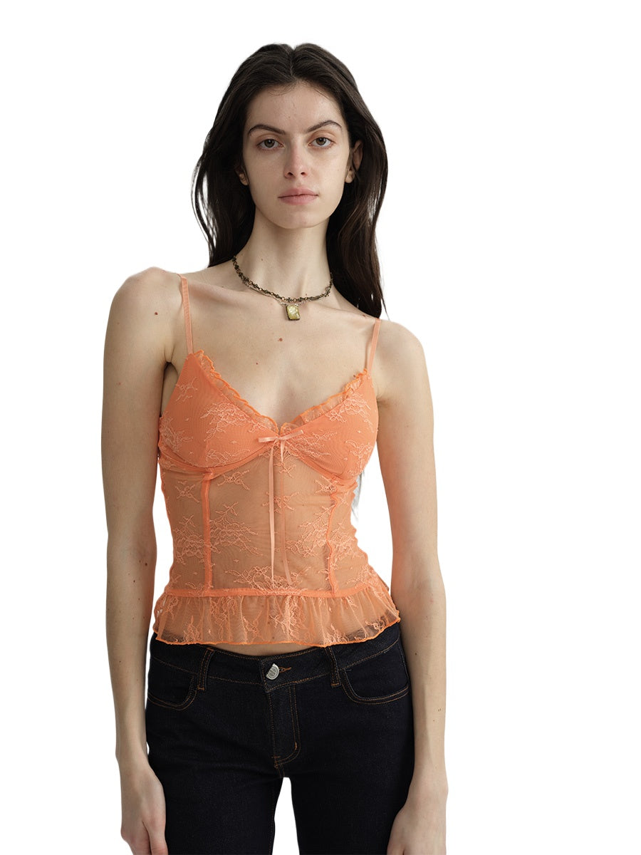 Dual-Tone Lace Trim Cami