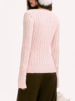 Pink V-Neck Knit Top