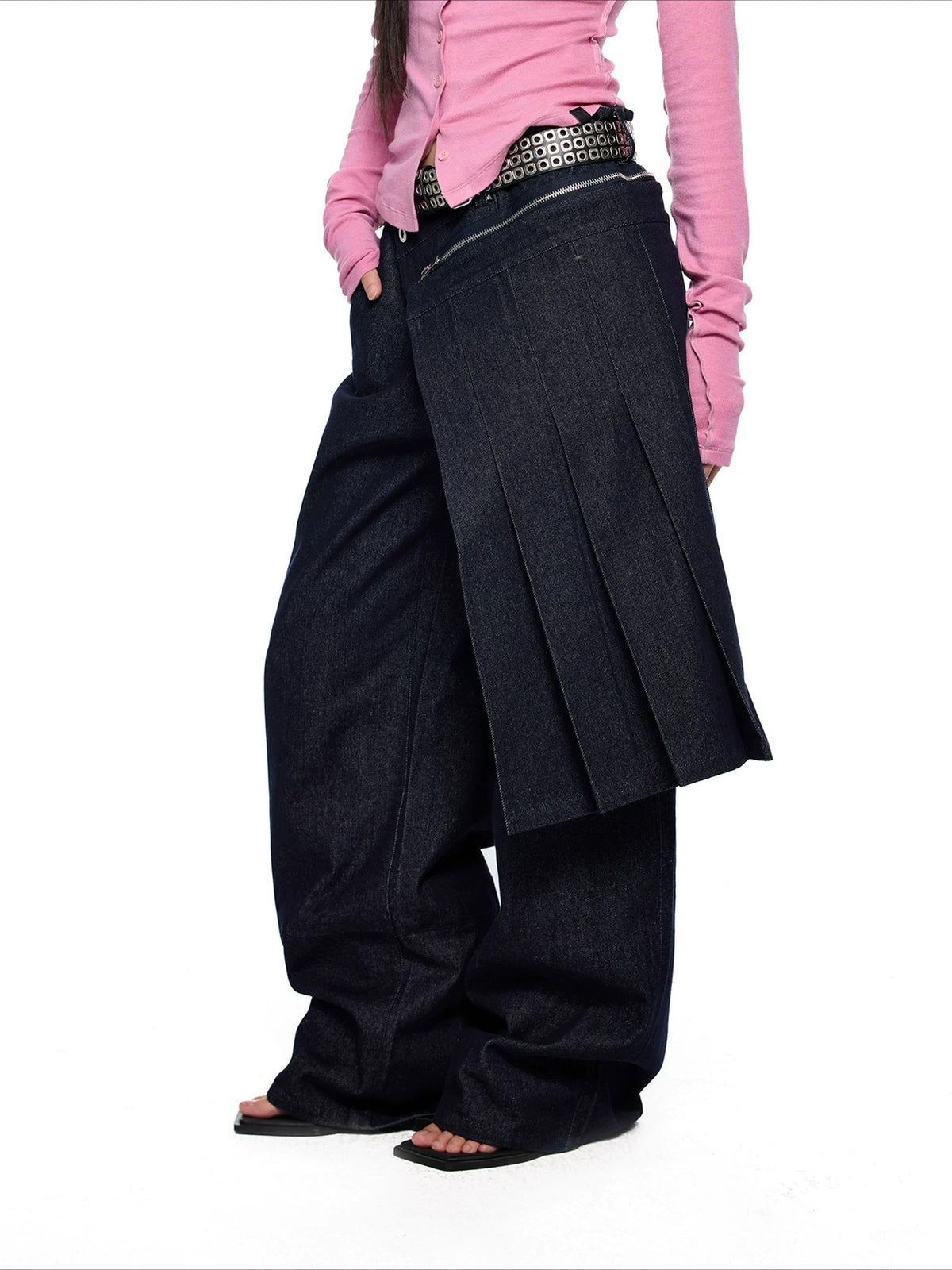 Detachable Denim Skirt Pants