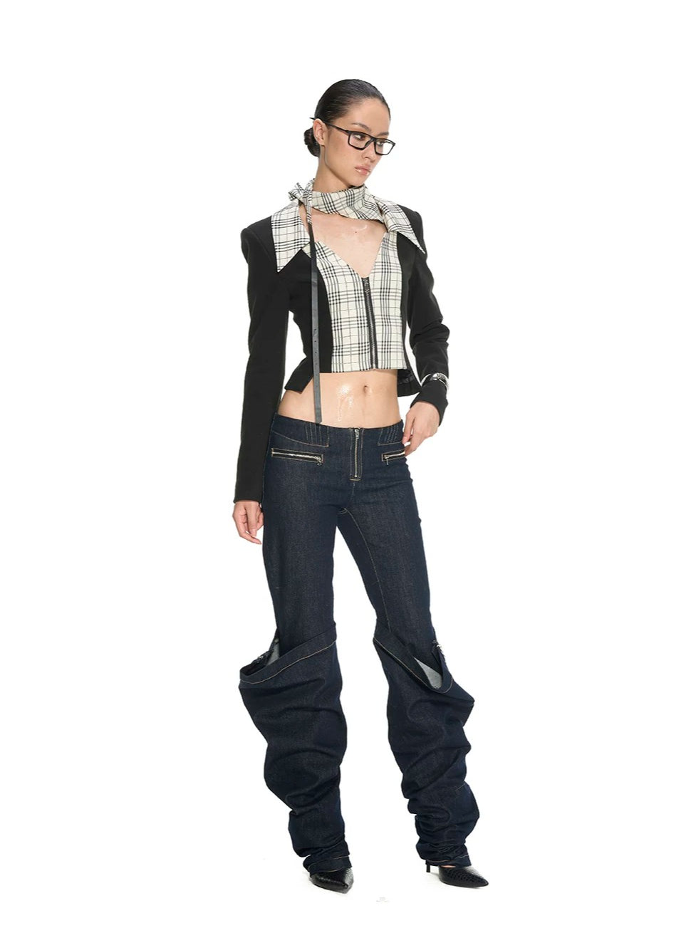 Low-Rise Zip Flare Jeans