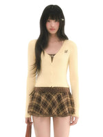 Jacquard V-Neck Knit Cardigan