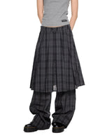 Plaid Pleated Layered Pants