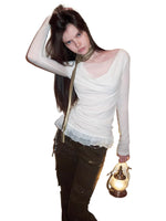 Draped Mesh Layered Top