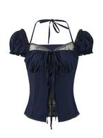Layered Lace Bow Puff Top