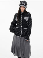 Contrast Sheep Jacquard Knit Cardigan